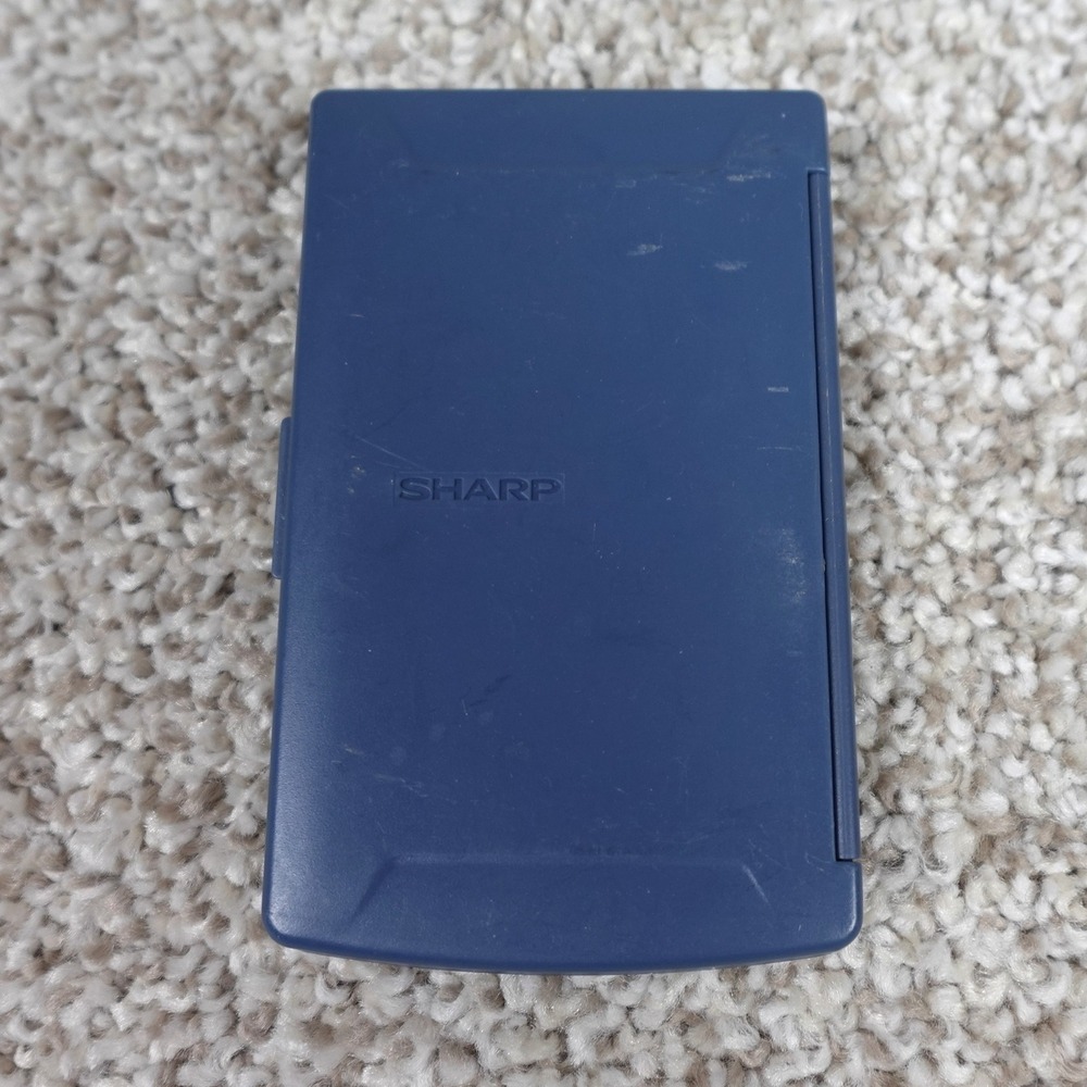 Sharp Elsi Mate EL-243S Twin‎ Power Pocket Calculator Navy Blue Folding Cover